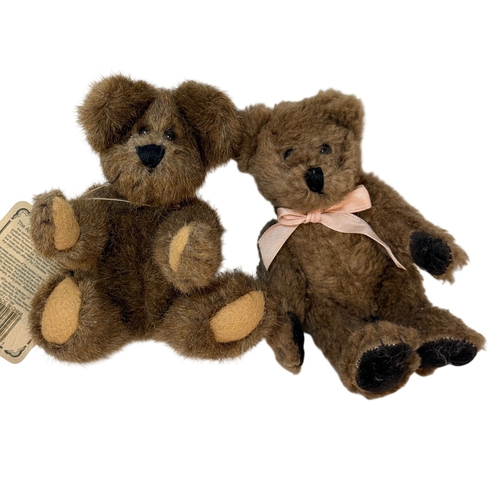 Boyds Bears Archive Series Miniature Jointed Teddy Bear Plush Set of 2 -‎ 5.5"
